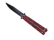 Couteau papillon métal tête de mort rouge lame 10 cm 