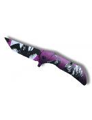 Couteau pliant ouverture assistée Purple Death lame 9cm+clip-ceinture