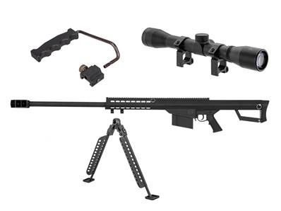 Pack Lancer Tactical LT-20B Sniper M82 Noir (poignée+bipied+scope)