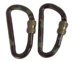 Lot de 2 Mousquetons Alliage Aluminium 80mm Camo