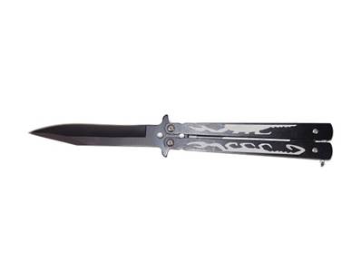 Couteau papillon Noir lame 10cm scorpion