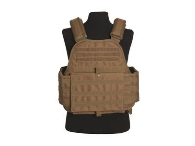 Gilet tactique porte plaque Tan fixation MOLLE