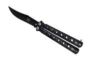 Couteau papillon ajouré noir lame 7 cm