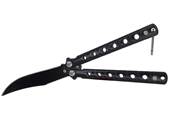 Couteau papillon ajouré noir lame 7 cm