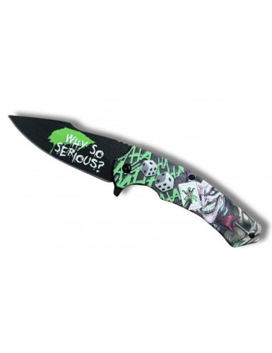 Couteau pliant ouv. assistée Joker/Dés vert lame 9cm +clip-ceinture