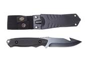 Couteau lame fixe 10cm avec encoche coupe-fil + etui tactique 