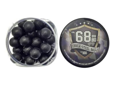 Boîte de 100 balles caoutchouc Rubber-Steel Cal. 0.68 Noir