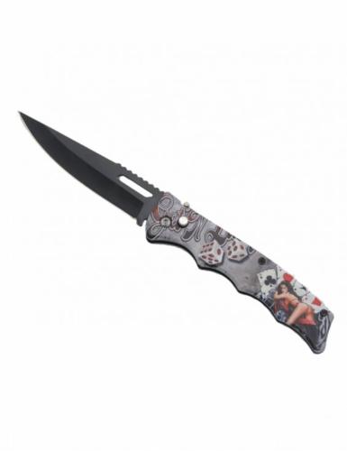 Couteau Pliant Girls Poker and Dices Lame 10cm