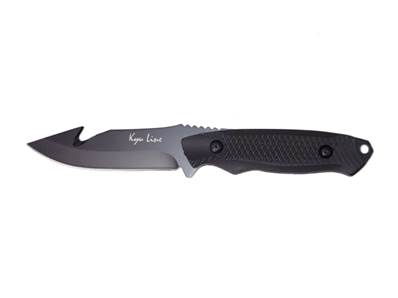 Couteau lame fixe 10cm avec encoche coupe-fil + etui tactique 