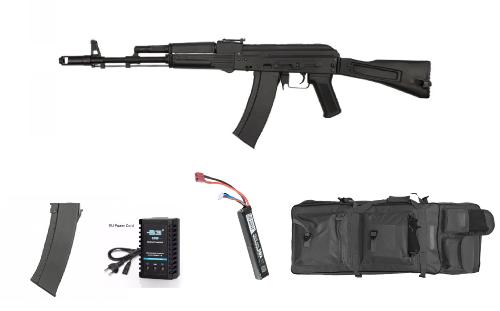 S&T AK74 AEG 6mm Full Metal Pack Complet+Housse+Chargeur Supp.