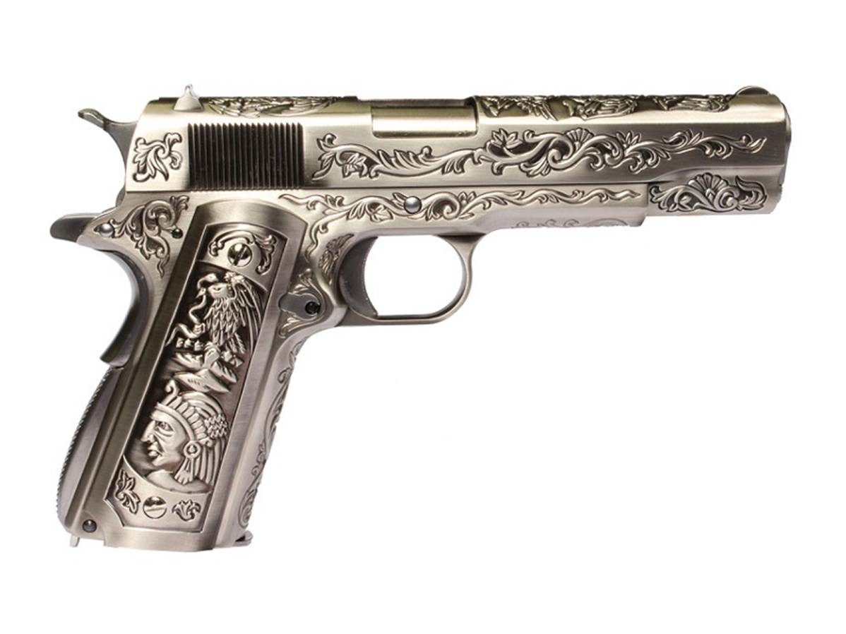 WE 1911 Silver Classic Floral Pattern GAZ Blowback 0.9J