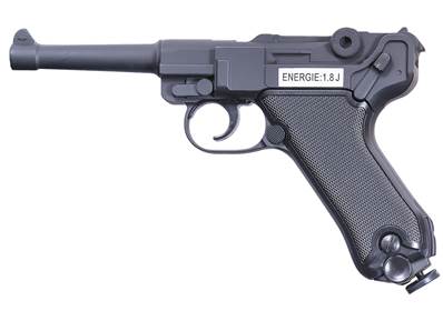 Pistolet Co2 6mm P08 Noir Full-Metal Culasse Fixe 1.8J