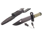 Couteau de survie Noir 19cm avec garde main ABS OD