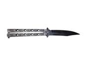 Couteau papillon lame 10 cm gris mat 20 Crânes