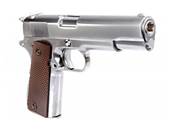 WE M1911 Chrome Mate V3 GAZ Blowback Plaquettes bakélite 0.9J