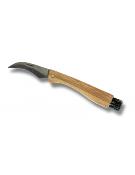 Couteau à champignon manche Bois Lame 7cm avec pinceau