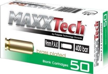 Maxxtech Balles à blanc 9mm P.A.K. (x50)