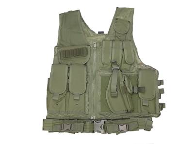 DMoniac Veste tactique Olive 8 poches holster + ceinturon