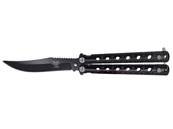 Couteau papillon ajouré noir lame 7 cm