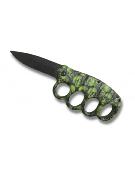Couteau Poing Américain Green Skull Lame Pliante 10cm