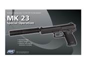 ASG MK23 Special Operation GAZ Fixe + Silencieux canon 0.7J