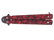 Couteau papillon métal tête de mort rouge lame 10 cm 