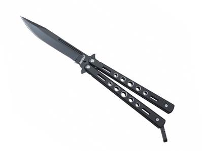 Couteau papillon ajouré Noir