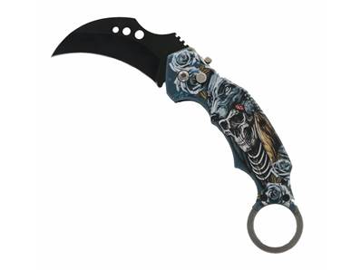 Couteau automatique Karambit Loup tête de mort