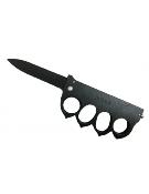 Couteau Poing Américain US 1918 Noir Lame Pliante 10cm et Brise-Vitre