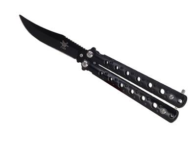 Couteau papillon ajouré noir lame 7 cm