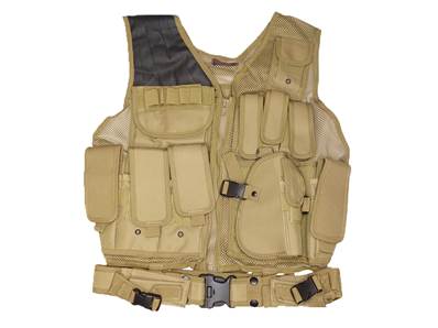 DMoniac Veste tactique Tan 8 poches holster + ceinturon