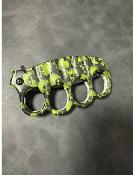 Couteau Poing Américain Green Skull Lame Pliante 10cm