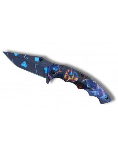 Couteau pliant ouverture assistée Death Cards lame 9cm +clip-ceinture