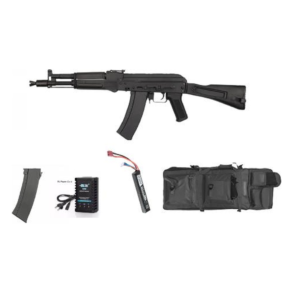 [ST_AK105PACK] S&T AK105 AEG 6mm Full Metal Pack Complet+Housse+Chargeur Supp.