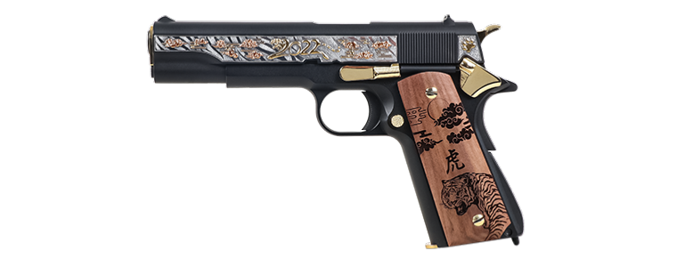 [GGTIGER] G&G 1911 Pistol GBB Gravé Year of Tiger Metal/Bois Or 0.9J+Coffret