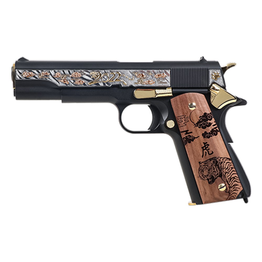 [GGTIGER] G&G 1911 Pistol GBB Gravé Year of Tiger Metal/Bois Or 0.9J+Coffret