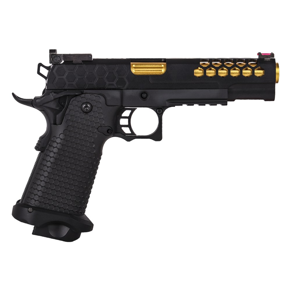 Golden Eagle Pistolet Hi-Capa 5.1 GBB FullMetal Noir/Or 0.8J+Mallette