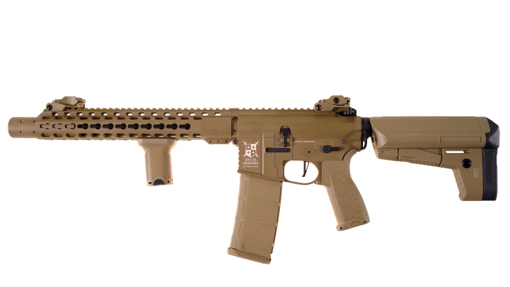 [DA-A10-FT] Delta Armory M4 SilentOps DMR FullMetal Tan Alpha AEG1J Pack Complet