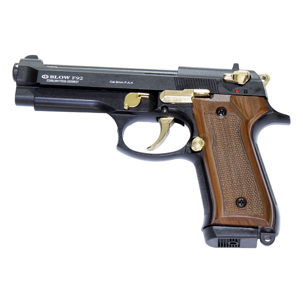 Blow Pistolet à blanc F92 Noir/Or Full-Auto 9mm PAK C12