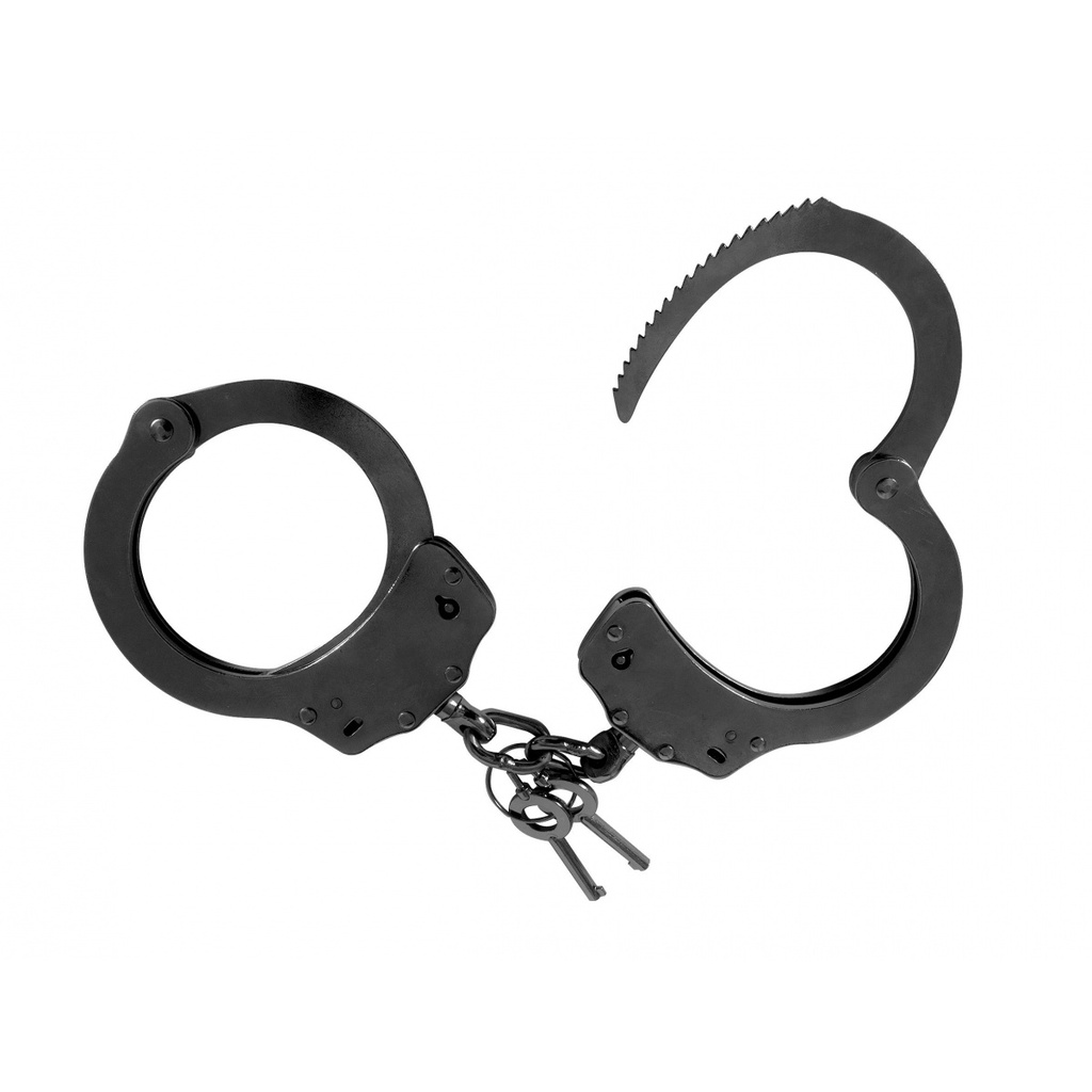 [800908] Menottes Noires Acier à double verrouillage