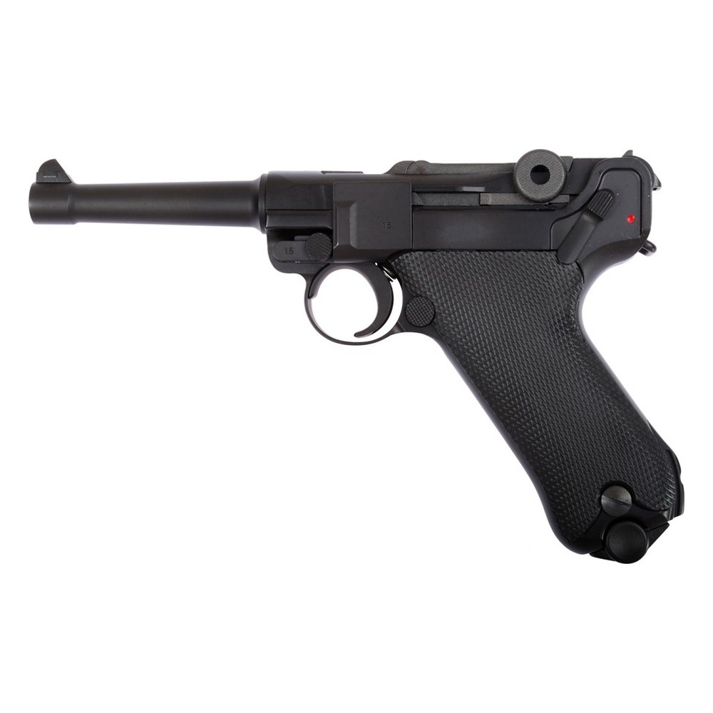 [7537] WE Pistolet Luger P08 4'' Noir GBB Full Metal 0.9J