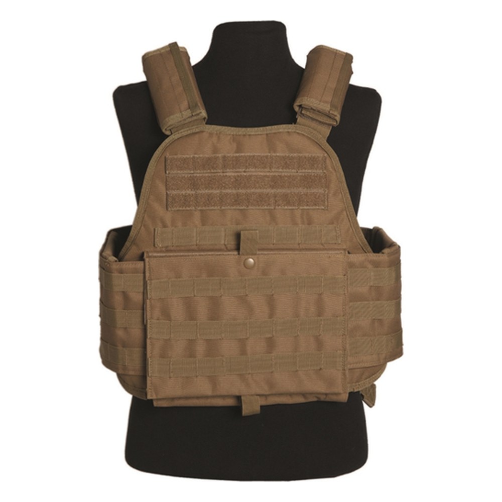 [67219TAN] Gilet tactique porte plaque Tan fixation MOLLE
