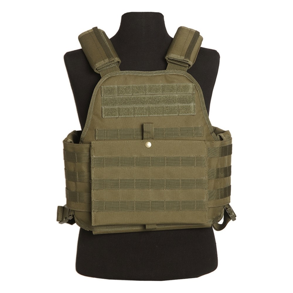 Gilet tactique porte plaque Olive fixation MOLLE