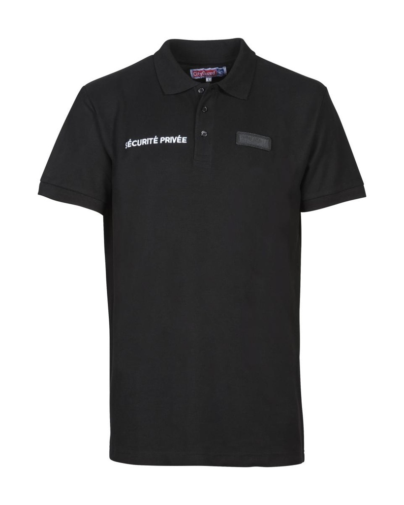 [15223XL] City Guard Polo Sécurité Privée avec fenêtre Matricule noir XL