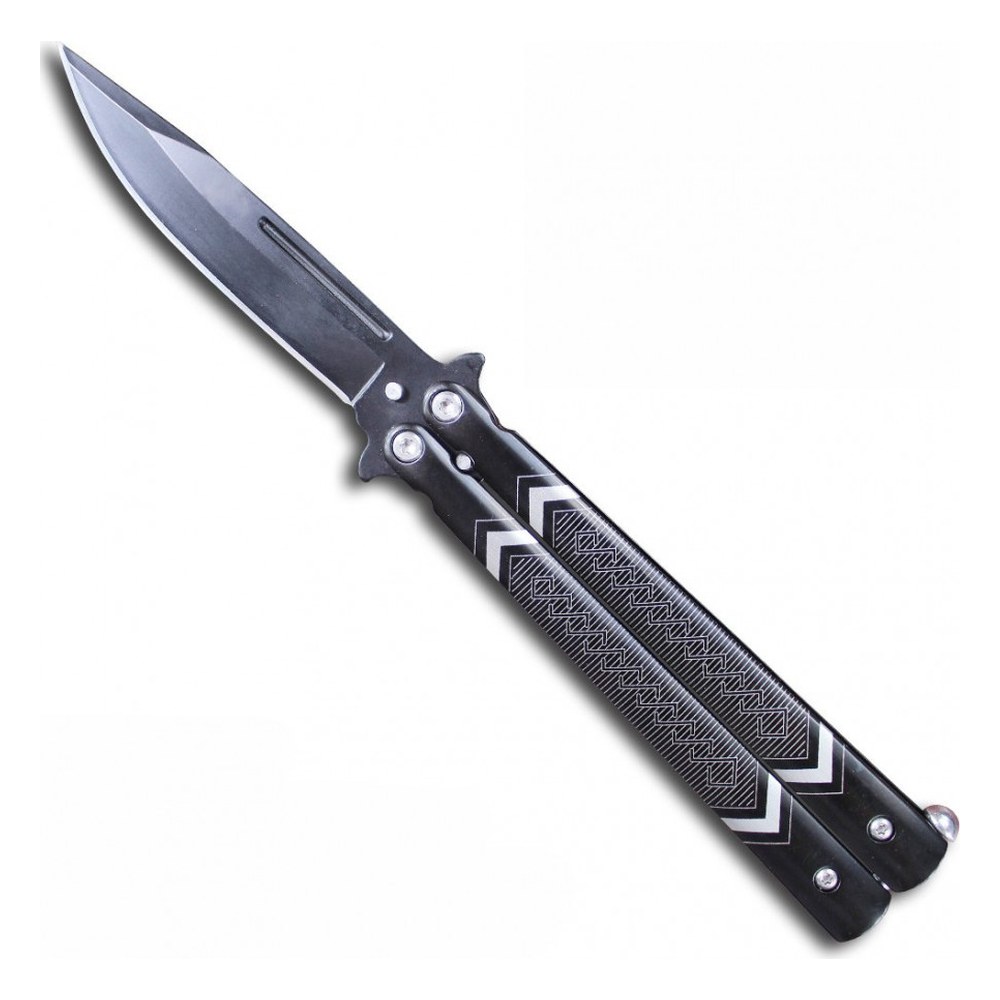 Couteau papillon Art Déco Noir lame 9cm