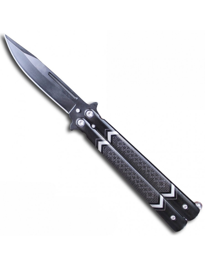Couteau papillon Art Déco Noir lame 9cm