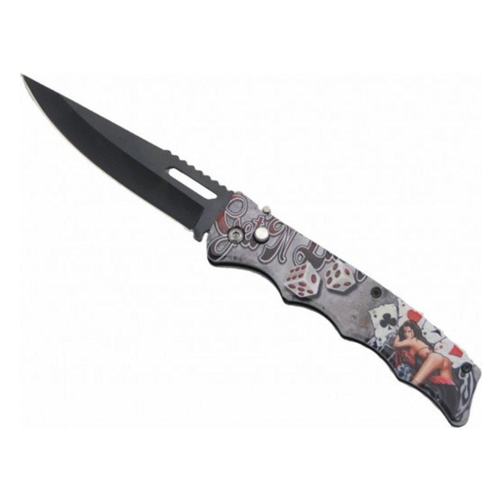 [10819] Couteau Pliant Girls Poker and Dices Lame 10cm