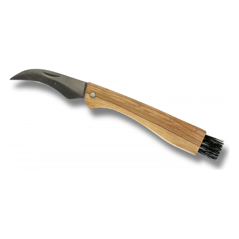 Couteau à champignon manche Bois Lame 7cm avec pinceau