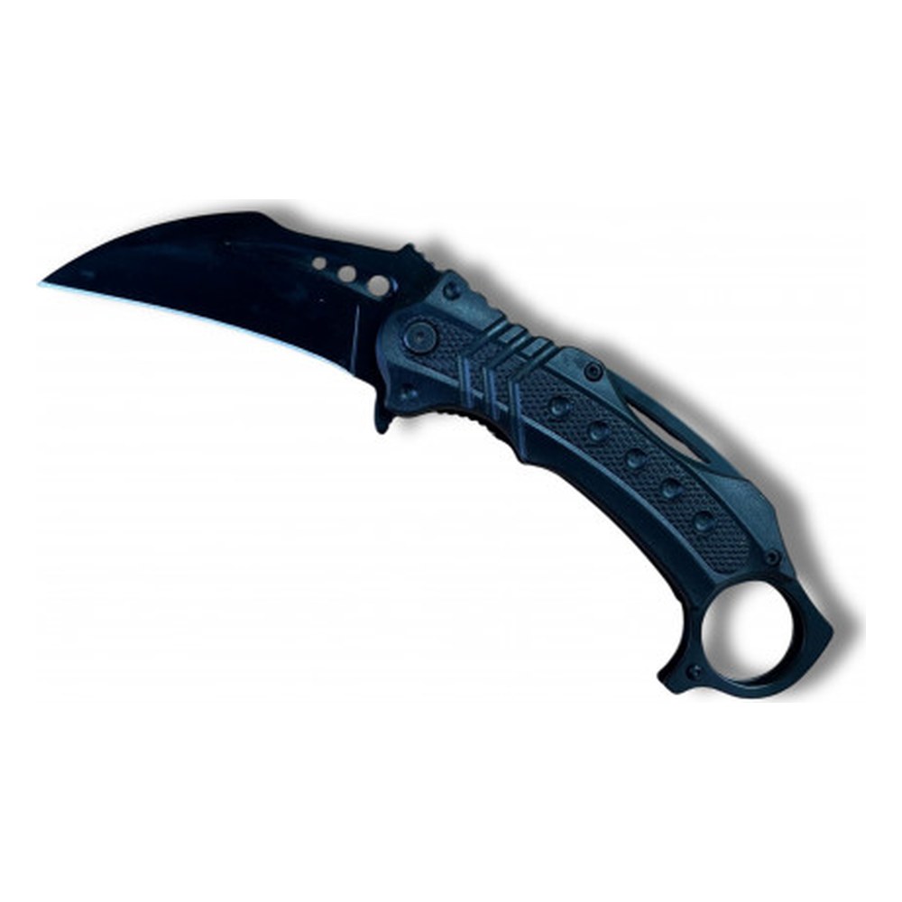 Couteau Ouv.Assistée Karambit Noir Lame 10cm + ouvre-bouteille