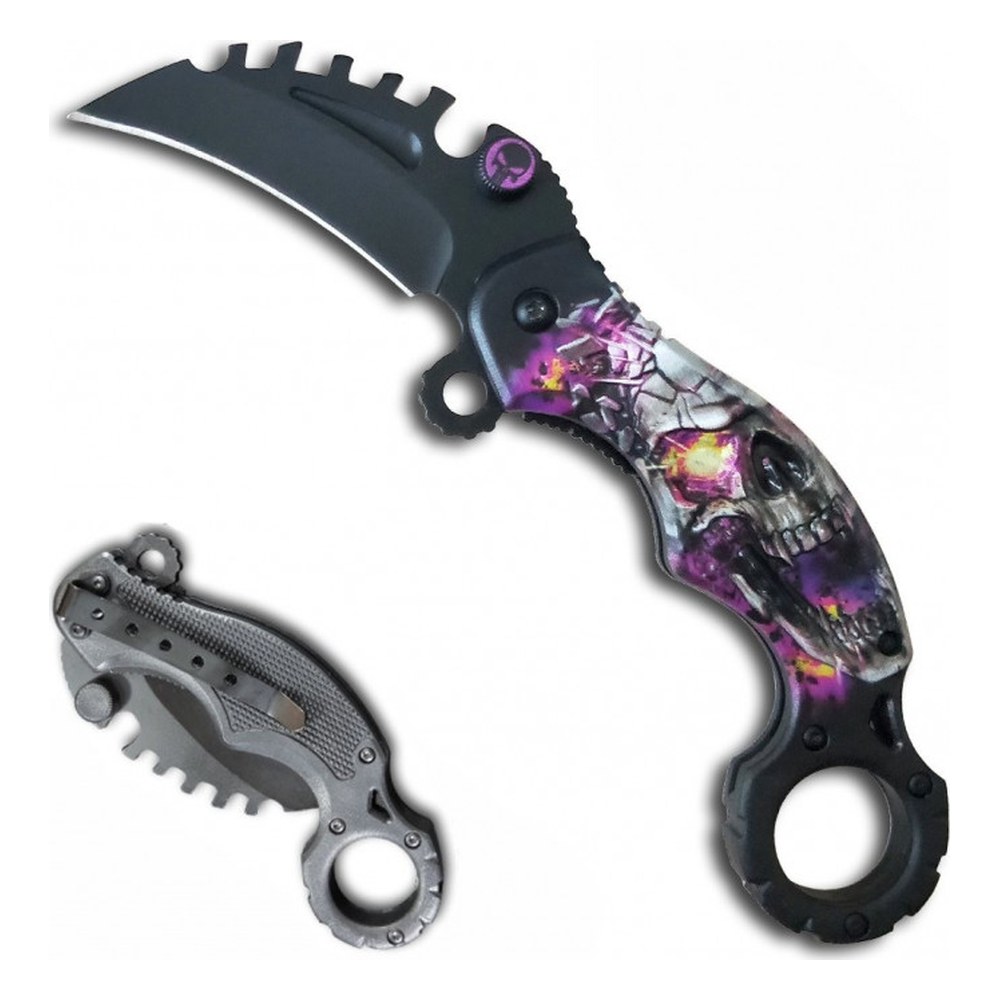 [10780] Couteau Ouv.Assistée Karambit tête de mort Supernova Lame 6cm